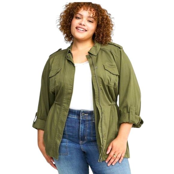 TORRID NEW FOUR LEAF CLOVER GREEN Twill Utility Jacket Size 3X - Picture 1 of 13